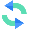 An image of a two arrows pointing at each other in a counterclockwise circular pattern.